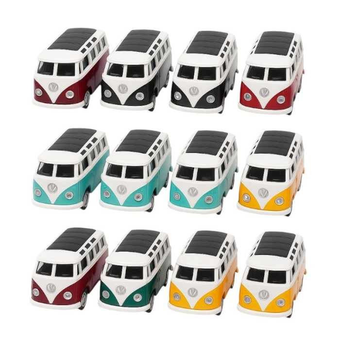 Set 12 Autobuze Retro Metalice cu Uși Deschise, Jucării Mașinuțe 3+ [2]