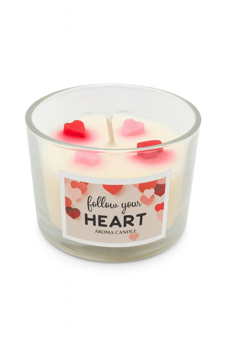 LUMANARE PARFUMATA FOLLOW YOUR HEART IN PAHAR DIN STICLA  CUTIE ASORTATA, 7.5x7.5x5.5cm [2]