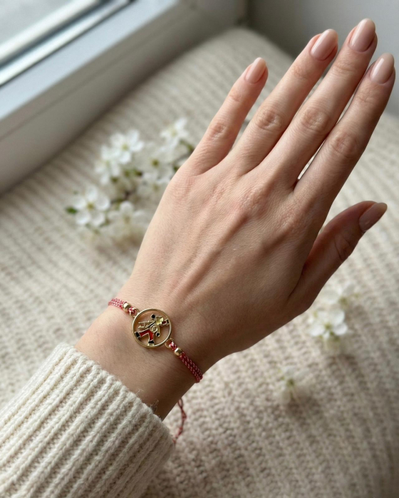 Set 12 Bratari Martisor cu Cosar Norocos cu Scara Auriu, Snur Rosu Reglabil, 20x11 cm [3]