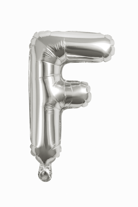Balon folie litera F argintiu, 35 cm, decor petreceri si aniversari, 1 buc [1]