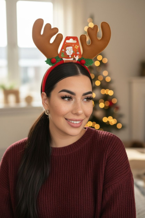 Bentita Craciun cu coarne de ren pentru petreceri festive [2]