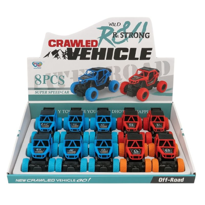 Set 8 Mașini Off-Road cu Roti de Cauciuc, Jucărie Mecanică Tip Monster Truck [2]