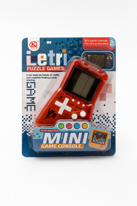 Mini Consola Jocuri Puzzle Rosie, Jocuri Clasice Tip Tetris, Portabila pentru Copii [2]