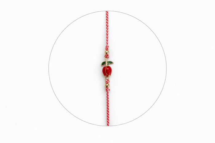 Set 12 bratari martisor cu lalea rosie, snur rosu alb, ambalate individual [4]