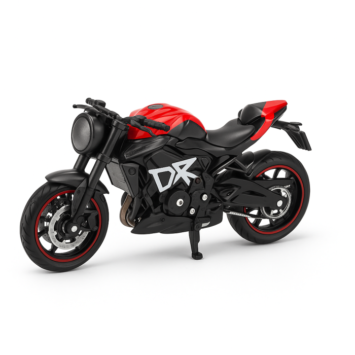 Motocicleta Metalica Die-Cast – Model Sport Rosu-Negru, 19x9 cm, cu Vitrina Transparenta [1]