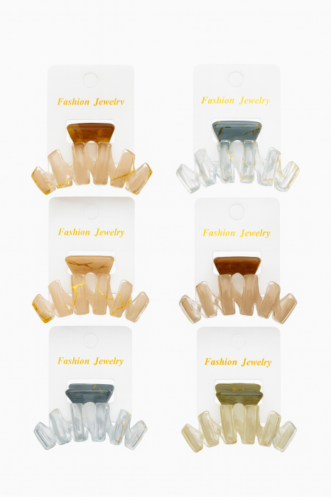 Set 6 Cleme Par 8cm Transparent Colorate – Accesorii Rezistente pentru Coafuri [2]