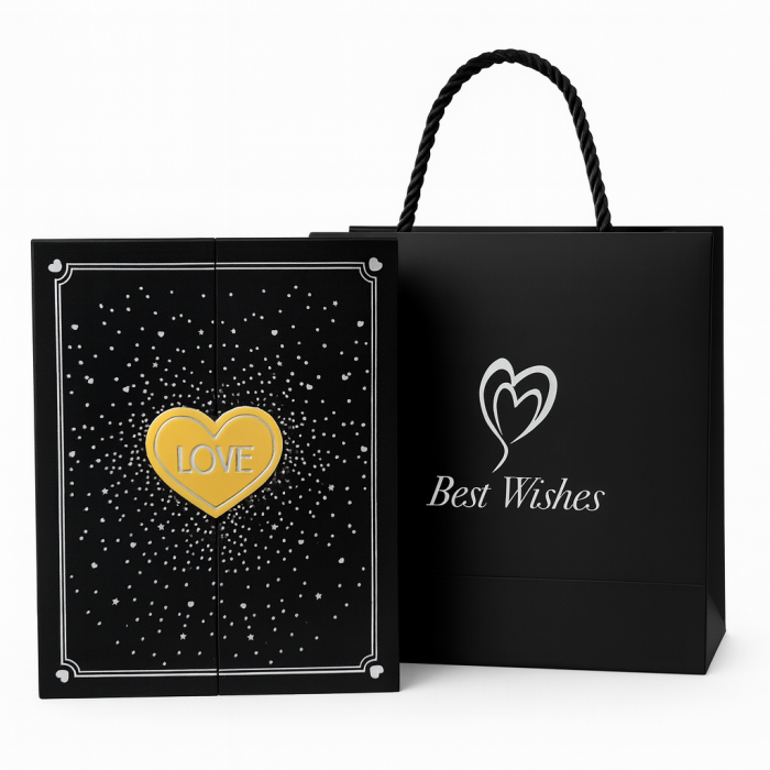 Set cadou cu 6 trandafiri de sapun si lantisor, cutie tip carte, punga inclusa, 16x13x5 cm [4]