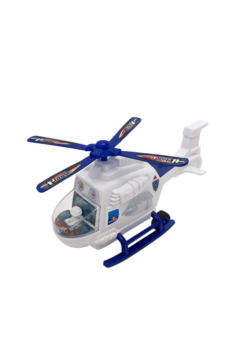 Elicopter Politie Jucarie 22x10 cm cu Lumini, Sunete si Bump & Go – Vehicul Interactiv pe Baterii [2]