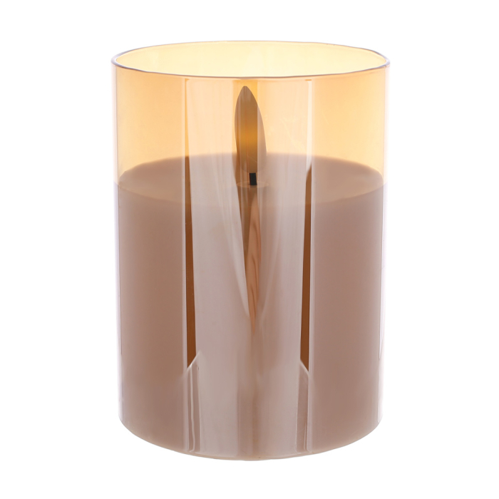 Lumanare decorativa in pahar auriu fumuriu – design elegant, ambient cald [1]