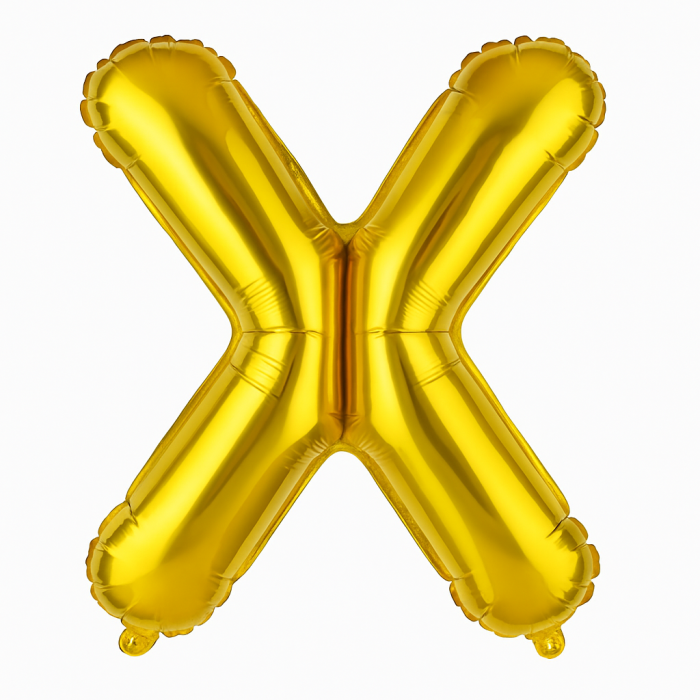 Balon folie litera X auriu, 35 cm, decor aniversari si petreceri, 1 buc [1]