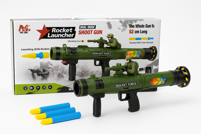 Lansator Rachete Jucarie 52 cm cu 3 Proiectile EVA si Soldat – Rocket Launcher [1]