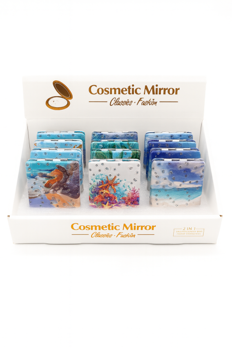 Set 12 oglinzi cosmetice 2 in 1 – modele cu tematica marina, design fashion [2]