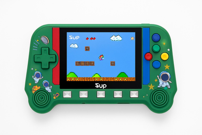 Consola retro portabila F3 cu 500 jocuri clasice, ecran 3.5 inch, verde, 17x12x4cm [1]