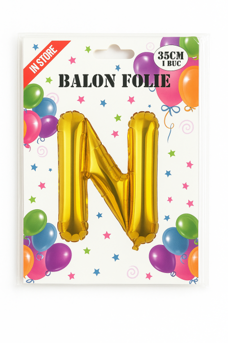 Balon folie litera N auriu, 35 cm, decor petreceri si aniversari, 1 buc [2]
