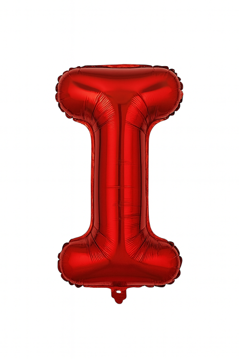 Balon folie litera I rosu 35 cm, decor aniversari si petreceri, 1 buc [1]