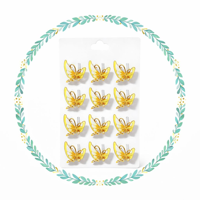 Set 12 brose martisor fluture auriu, simbol transformare si libertate 15x9cm [2]