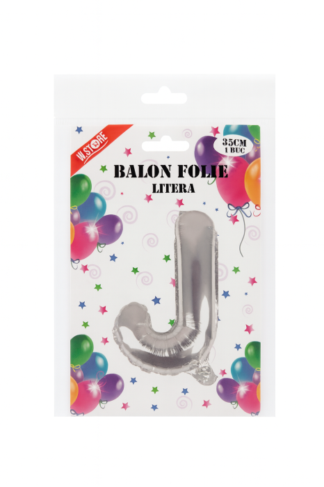 Balon folie litera J argintiu, 35 cm, decor petreceri, aniversari, 1 buc [2]