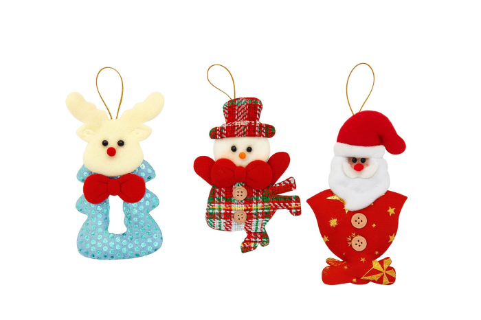 Decoratiuni brad Craciun ren om zapada si mos craciun set 12 buc, aprox 14cm per figurina [1]