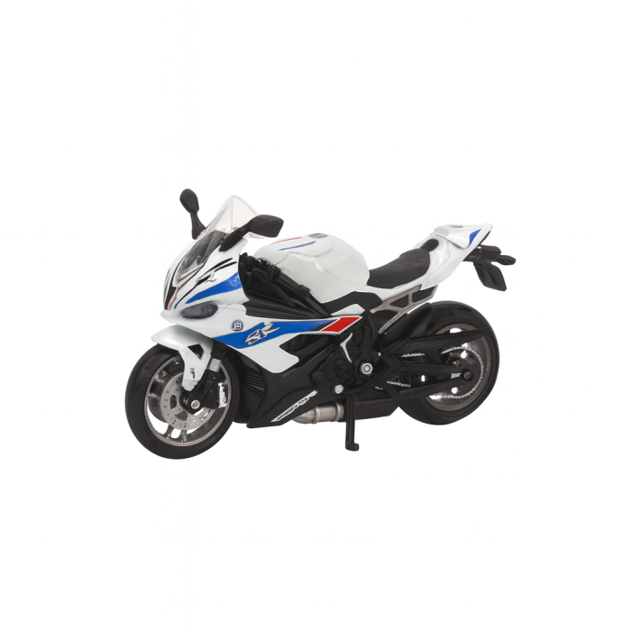 Motocicleta Metalica Die-Cast – Model Sport Alb, 19x9 cm, cu Vitrina Transparenta [1]