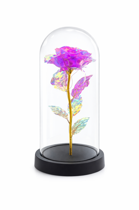 Cupola decorativa cu floare artificiala LED, design elegant, baterii neincluse, 20 x 10 cm [2]