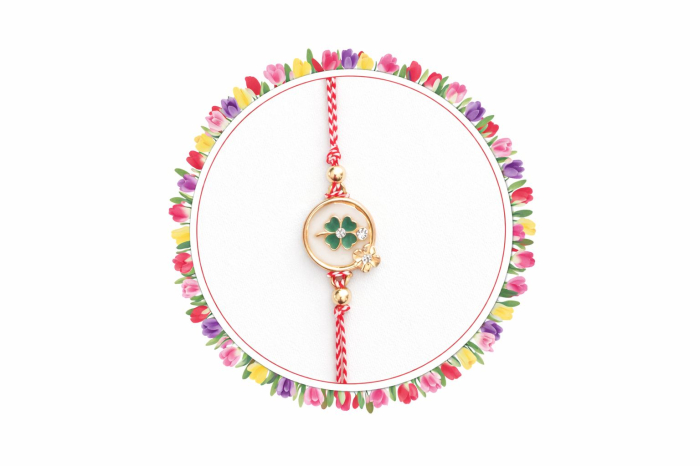 Set 12 bratari martisor cu trifoi norocos si snur rosu alb, ambalate individual [4]