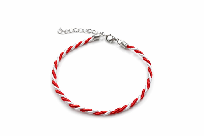 Set 50 bratari martisor snur gros impletit rosu alb 23cm [2]