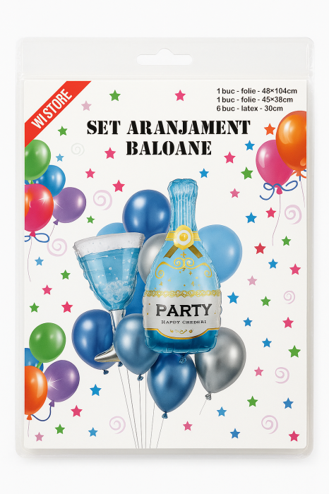 Set aranjament baloane party albastru – folie si latex, decor aniversar [2]