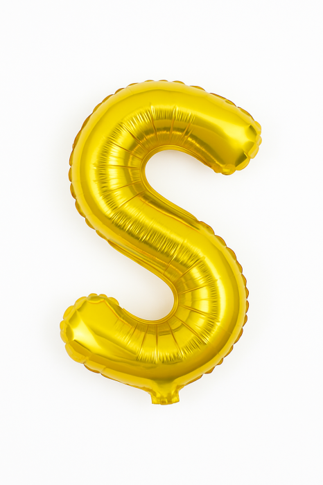 Balon folie litera S auriu, 35 cm, decor aniversar si petreceri, 1 buc [1]