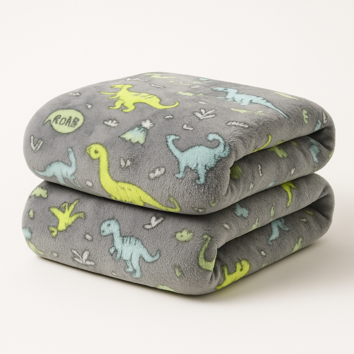 Patura pufoasa fosforescenta copii, model dinozauri, 1 KG, super soft, 200x230 [2]