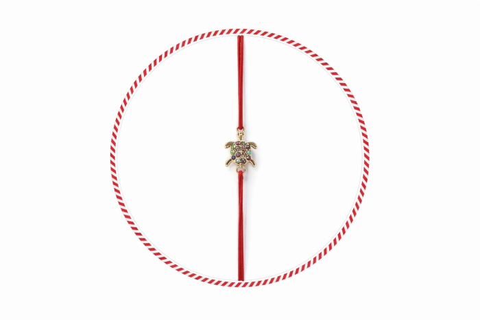 Set 24 bratari martisor cu snur rosu elastic, broscuta testoasa aurie cu strasuri [2]