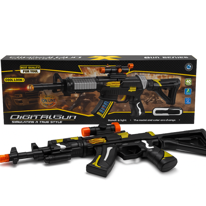 Pusca Jucarie Digital Gun – 51 cm, cu Lumini si Sunete, Model Militar Modern [2]