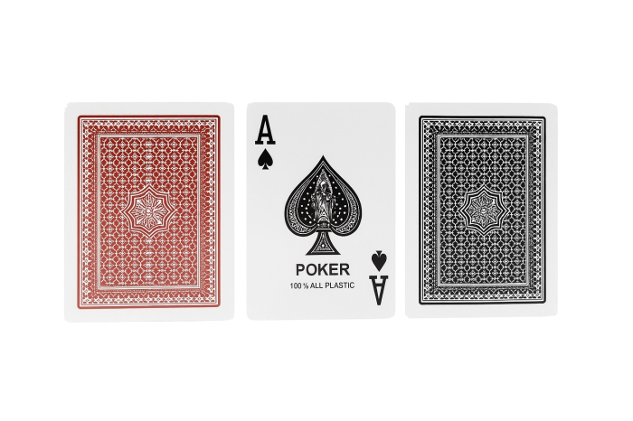 Set 2 Pachete Carti de Joc Poker Premium 100% Plastic, Roșu si Negru [3]