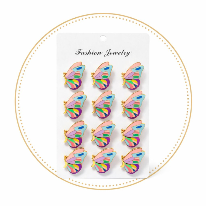 Set 12 brose martisor fluture multicolor, simbol bucurie si transformare 15x9cm [2]