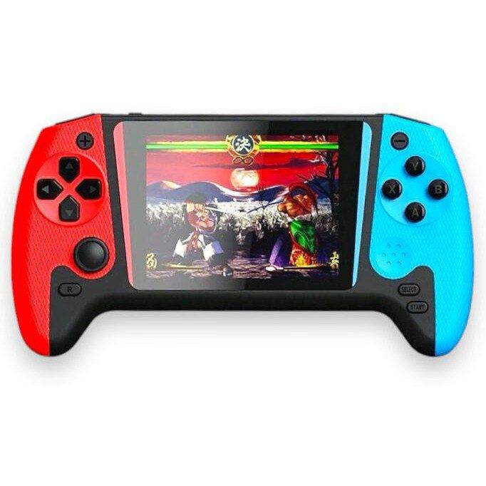 Consola portabila Q21 retro cu ecran mare color si jocuri multiple rosu-albastru, 17x10x6cm [2]