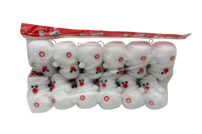 Set 12 decoratiuni Craciun om de zapada textil alb – pachet multiplu, modele mixte, 17cm per bucata [4]