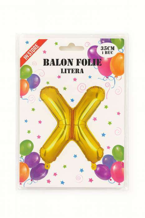 Balon folie litera X auriu, 35 cm, decor aniversari si petreceri, 1 buc [2]