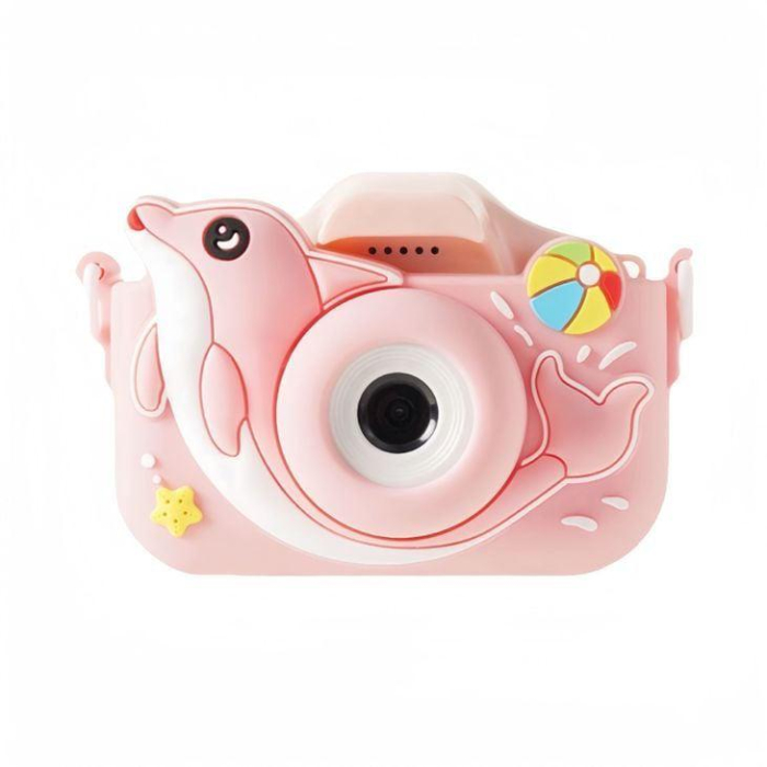 Camera foto digitala pentru copii 4800 MP, 8x zoom, model roz delfin, 12.5x11.5cm [1]