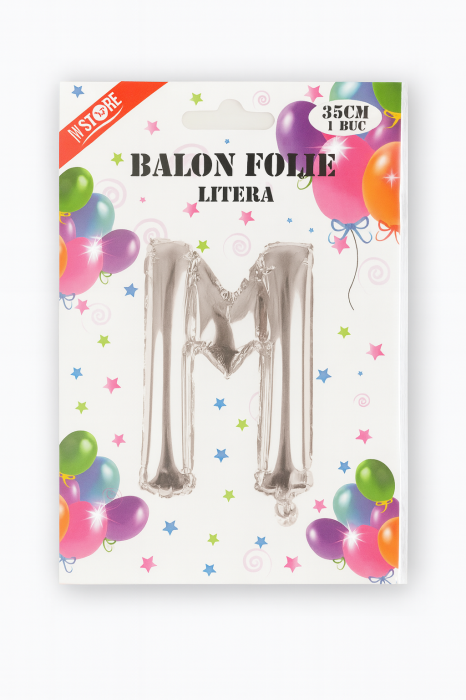Balon folie litera M argintiu, 35 cm, decor aniversari si petreceri, 1 buc [2]