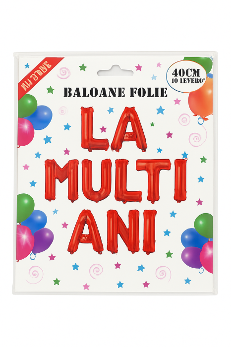 Baloane folie LA MULTI ANI rosu 40cm – set decor aniversar 10 litere [2]