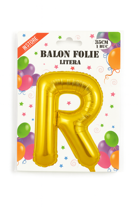Balon folie litera R auriu, 35 cm, decor petreceri si aniversari, 1 buc [2]