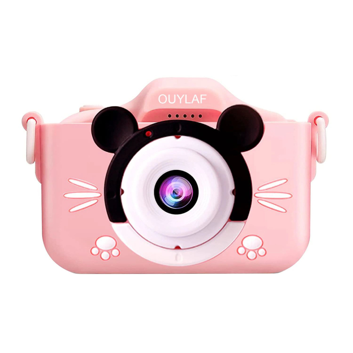 Camera foto digitala pentru copii 4800 MP, 8x zoom, model soricel roz, 13x12cm [2]