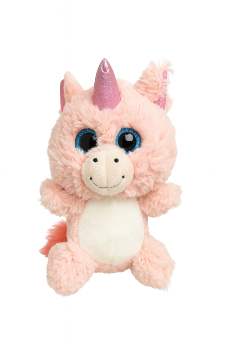 Unicorn Plus Roz 25 cm – Jucarie Pufoasa cu Ochi Mari si Corn Stralucitor [2]