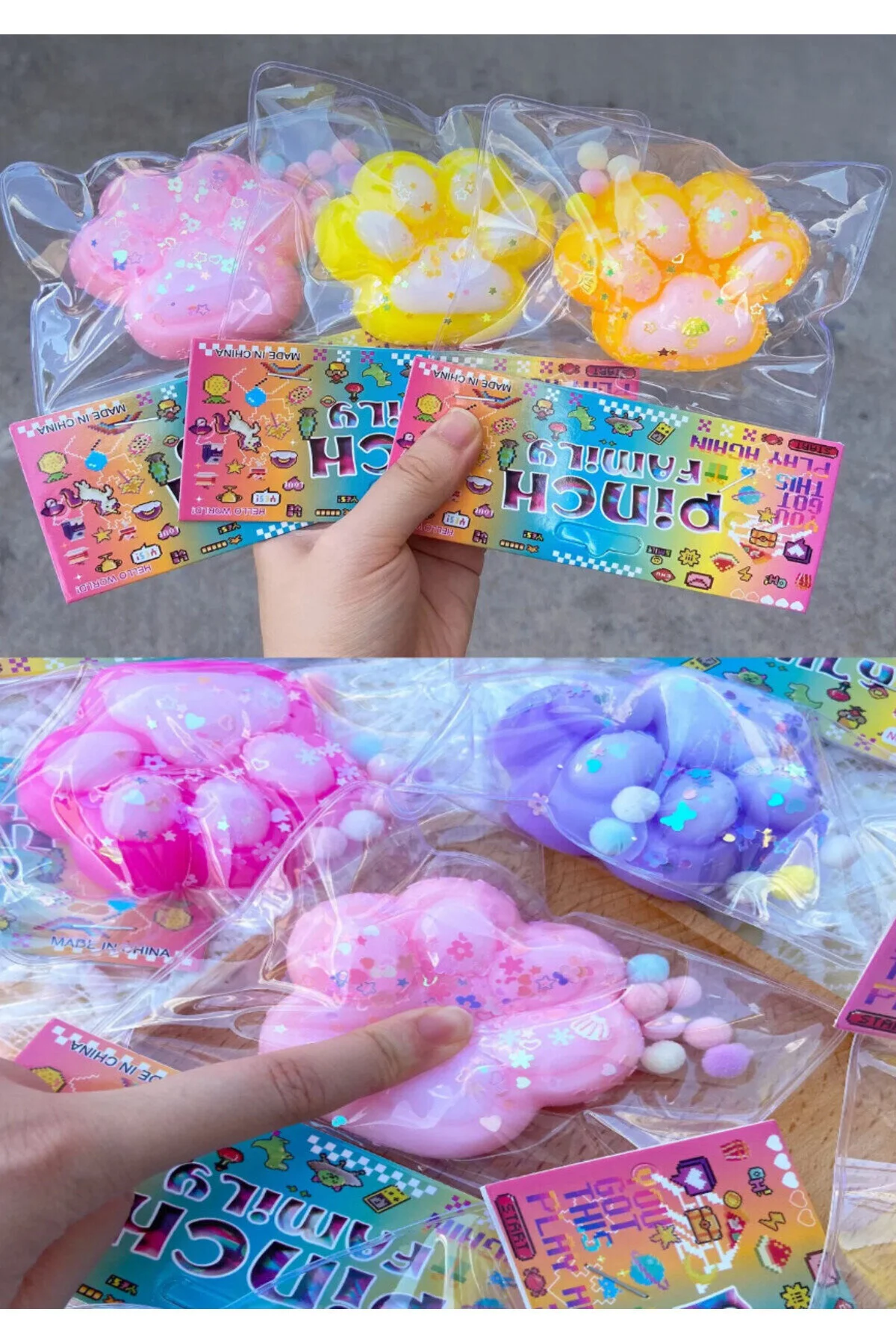 Set 16 squishy labuta gel Pinch Family, jucarii antistres moi, colorate, pentru copii [2]