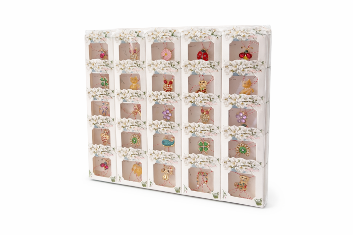 Set 50 Brose Martisor Metalice cu Snur Traditional, Modele Diverse, Ambalate Individual 6x1x5.5 cm [3]