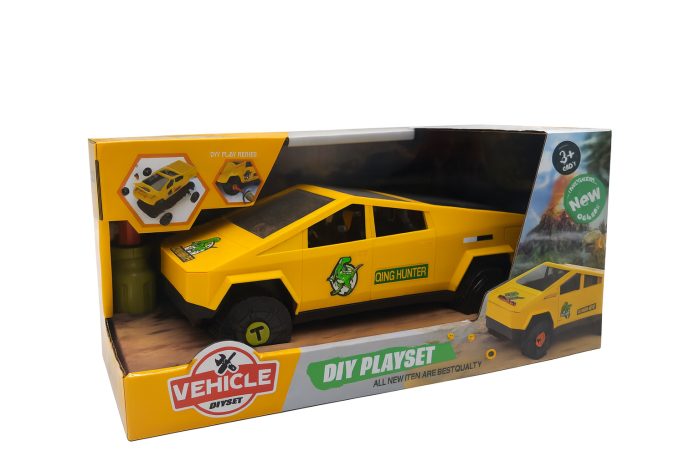 Masina Dino Hunter 26.5x13 cm – Vehicul Jucarie Tip Pickup, DIY Playset, Model Mare pentru Copii 3+ [2]