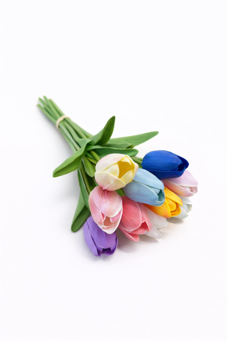 Set 10 lalele artificiale mix color, soft touch, inaltime 33 cm [2]