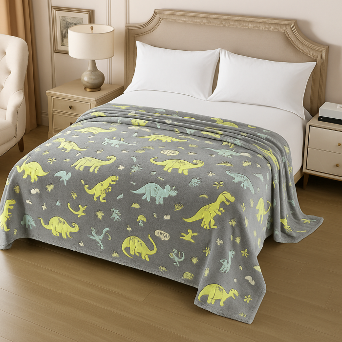 Patura pufoasa fosforescenta copii, model dinozauri, 1 KG, super soft, 200x230 [1]