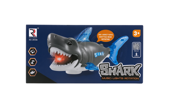 Rechin Jucarie cu Muzica, Lumini si Coada Rotativa – Model Interactiv 22x10 cm [1]