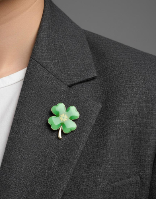 Set 12 brose martisor trifoi verde norocos 15x9cm [3]