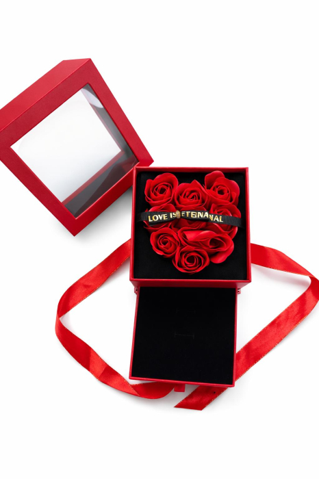 Aranjament trandafiri din sapun in forma de inima cu sertar bijuterii si cutie cadou, 12.5x12.5x10cm [2]